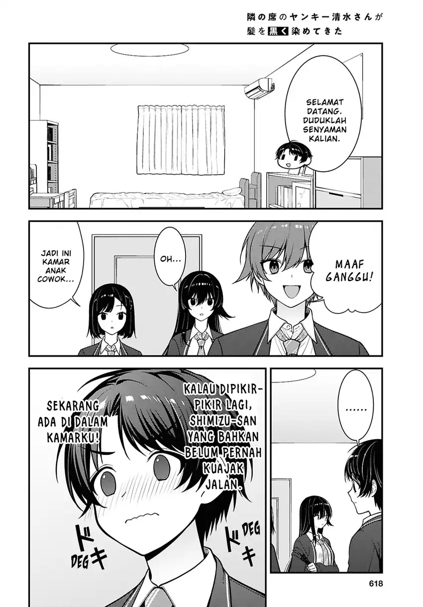 Tonari no Seki no Yankee Shimizu-san ga Kami o Kuroku Sometekita Chapter 19 Gambar 10